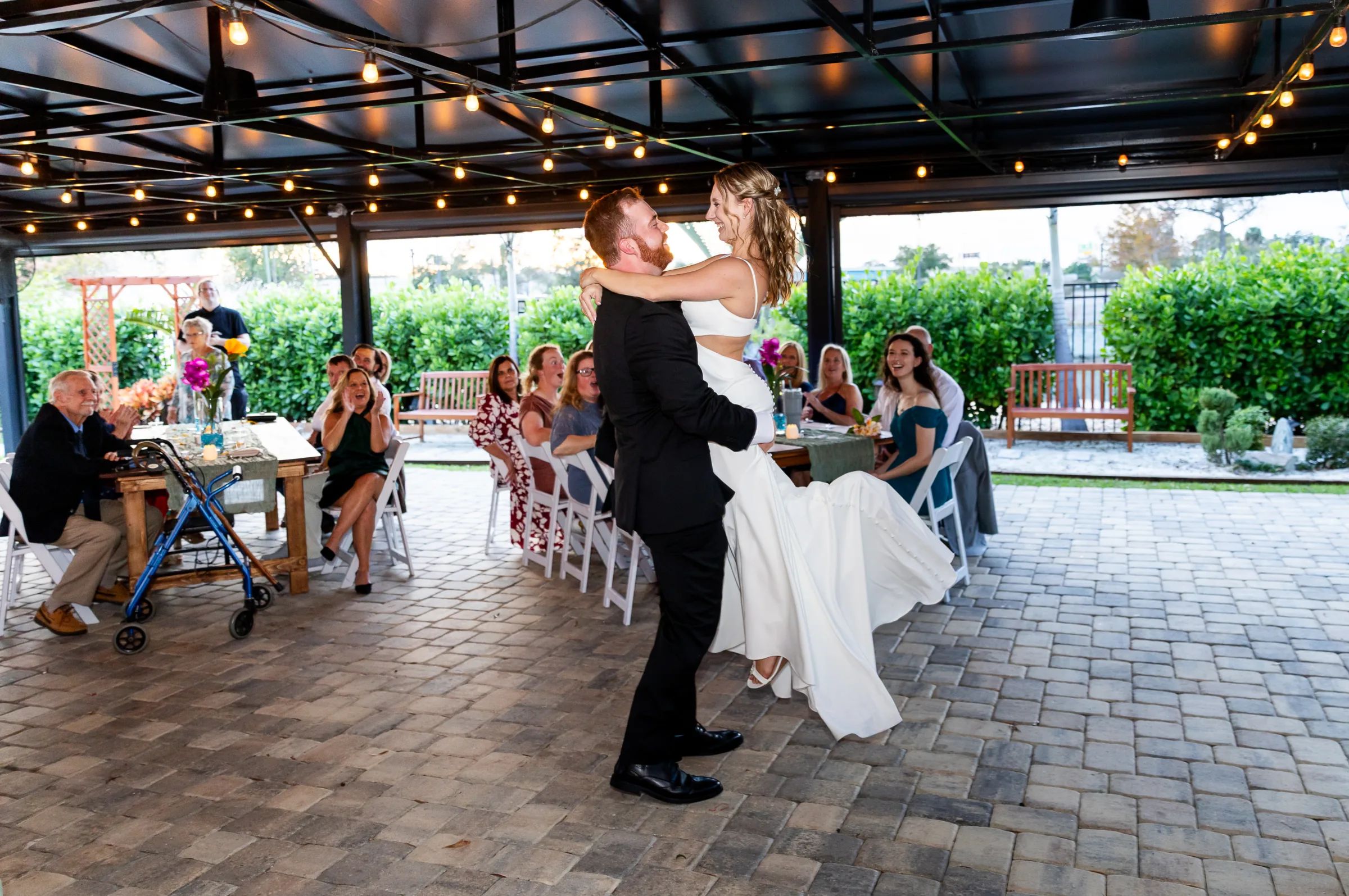 Open Air Wedding Reception in the Grand Pavilion at Celebration Gardens Orlando 1421
