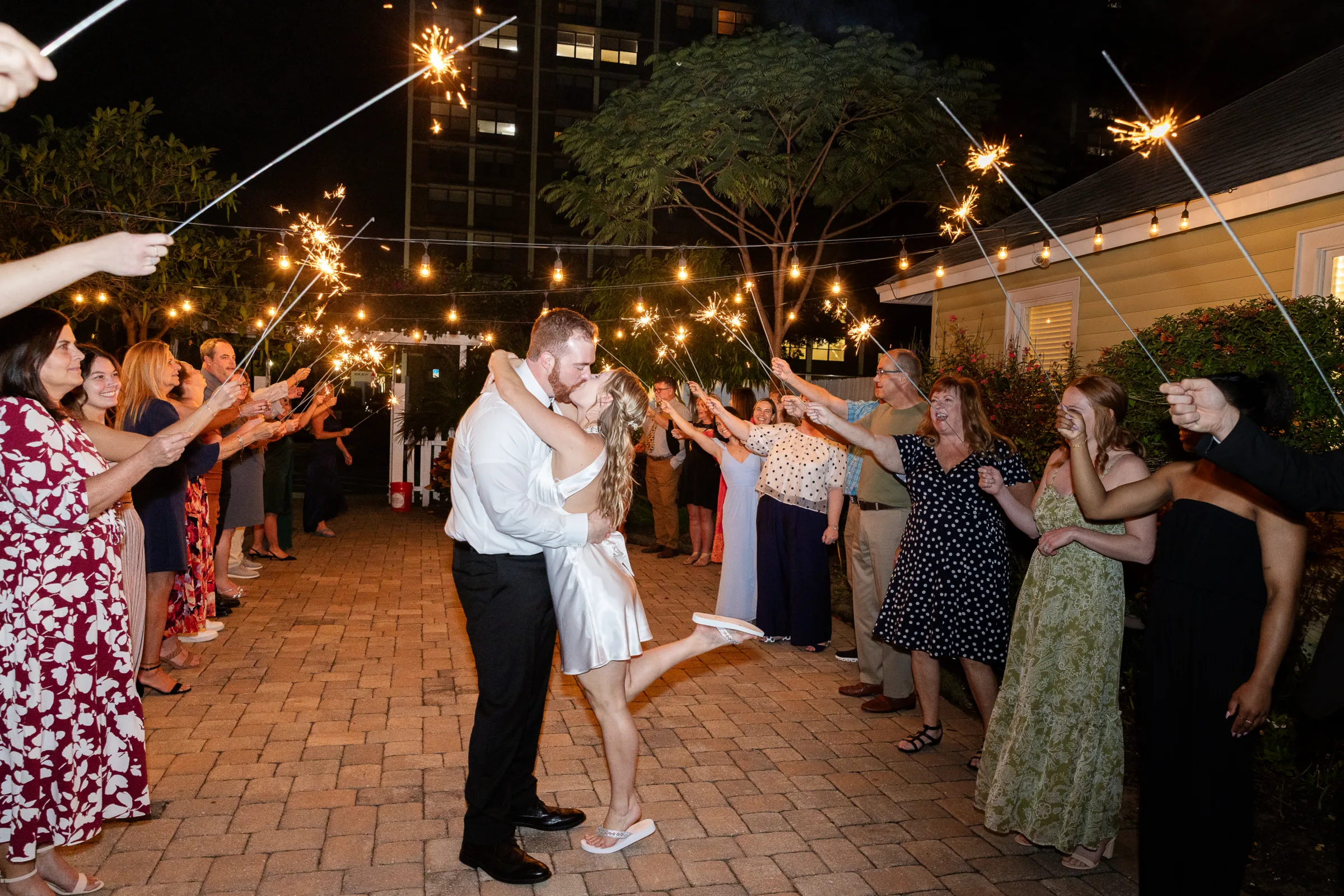 Wedding Sparkler Exit at Celebration Gardens Orlando 1687
