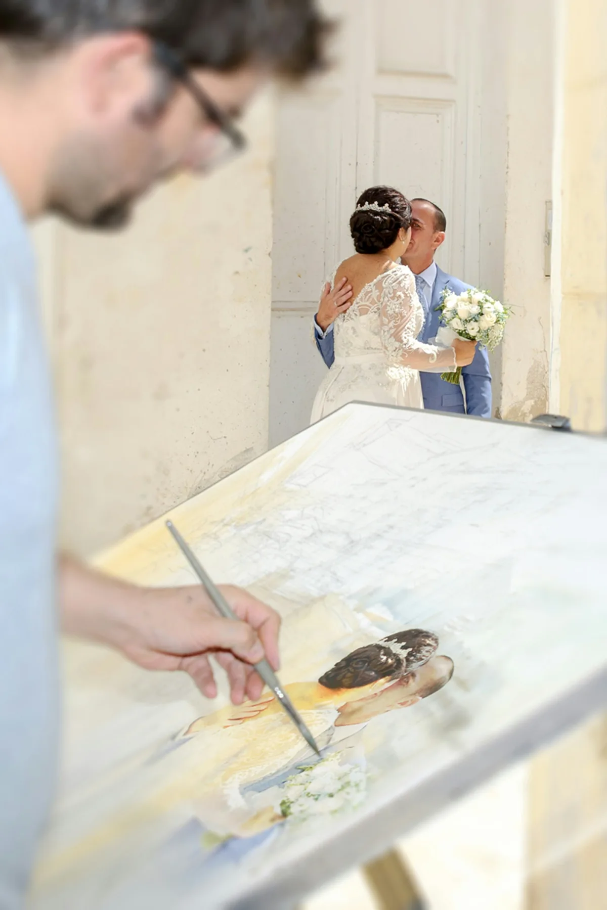 Orlando Celebration Gardens hire a live wedding painter