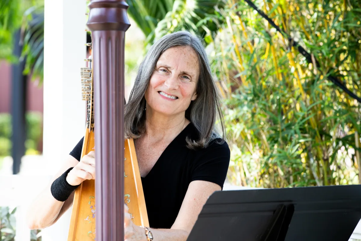 Orlando Harpist Christine Macphail at Celebration Gardens a Botanical Garden Wedding Venue