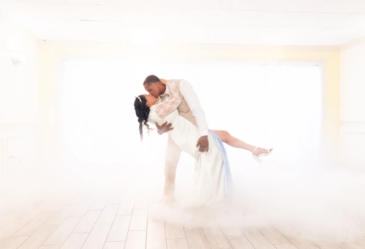 Indoor First Dance in the Dahlia Room at Celebration Gardens 2090 - A Charming Spring Wedding with an Extra Special Surprise Indoor First Dance in the Dahlia Room at Celebration Gardens 2090